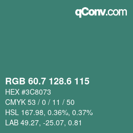 カラーコード: RGB 60.7 128.6 115 | qconv.com