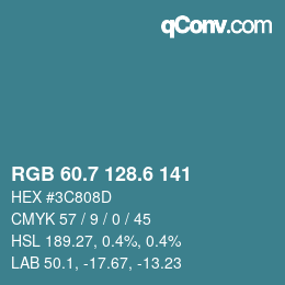 カラーコード: RGB 60.7 128.6 141 | qconv.com