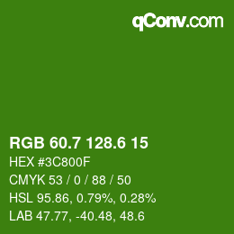 カラーコード: RGB 60.7 128.6 15 | qconv.com