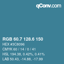 カラーコード: RGB 60.7 128.6 150 | qconv.com
