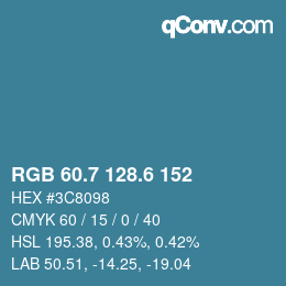 カラーコード: RGB 60.7 128.6 152 | qconv.com