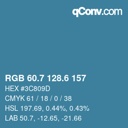 カラーコード: RGB 60.7 128.6 157 | qconv.com
