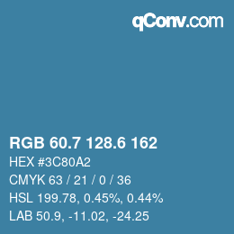 カラーコード: RGB 60.7 128.6 162 | qconv.com