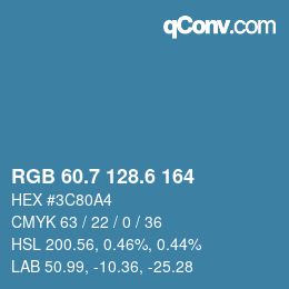 カラーコード: RGB 60.7 128.6 164 | qconv.com