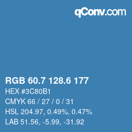 カラーコード: RGB 60.7 128.6 177 | qconv.com