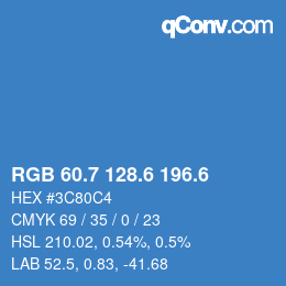 カラーコード: RGB 60.7 128.6 196.6 | qconv.com