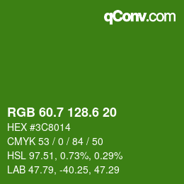 カラーコード: RGB 60.7 128.6 20 | qconv.com