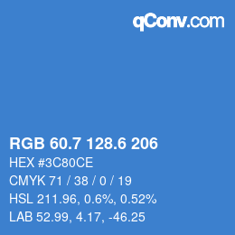 カラーコード: RGB 60.7 128.6 206 | qconv.com