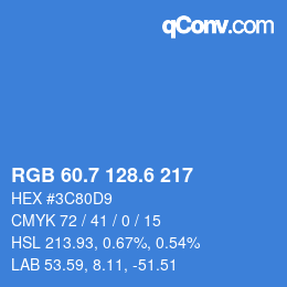 カラーコード: RGB 60.7 128.6 217 | qconv.com