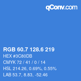 カラーコード: RGB 60.7 128.6 219 | qconv.com