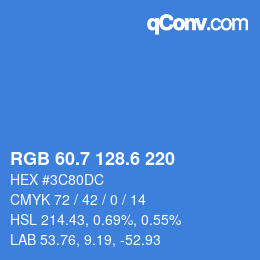 カラーコード: RGB 60.7 128.6 220 | qconv.com