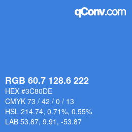カラーコード: RGB 60.7 128.6 222 | qconv.com