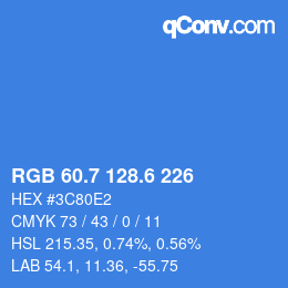 カラーコード: RGB 60.7 128.6 226 | qconv.com