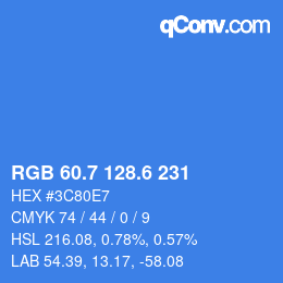 カラーコード: RGB 60.7 128.6 231 | qconv.com