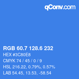 カラーコード: RGB 60.7 128.6 232 | qconv.com