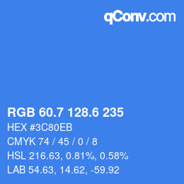カラーコード: RGB 60.7 128.6 235 | qconv.com