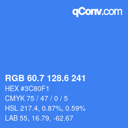 カラーコード: RGB 60.7 128.6 241 | qconv.com