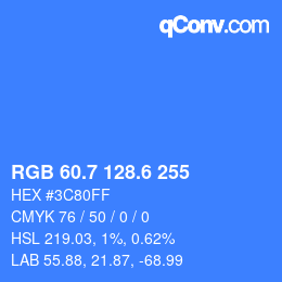 カラーコード: RGB 60.7 128.6 255 | qconv.com