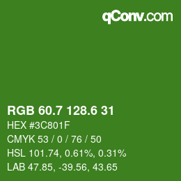 カラーコード: RGB 60.7 128.6 31 | qconv.com