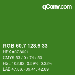 カラーコード: RGB 60.7 128.6 33 | qconv.com