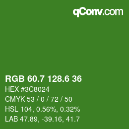 カラーコード: RGB 60.7 128.6 36 | qconv.com