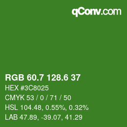 カラーコード: RGB 60.7 128.6 37 | qconv.com