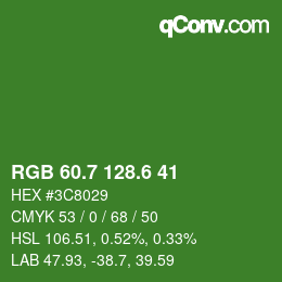 カラーコード: RGB 60.7 128.6 41 | qconv.com