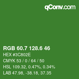 カラーコード: RGB 60.7 128.6 46 | qconv.com