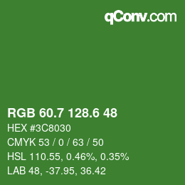 カラーコード: RGB 60.7 128.6 48 | qconv.com