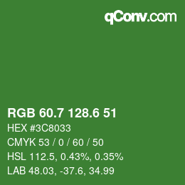 カラーコード: RGB 60.7 128.6 51 | qconv.com