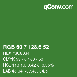カラーコード: RGB 60.7 128.6 52 | qconv.com