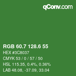 カラーコード: RGB 60.7 128.6 55 | qconv.com