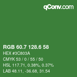 カラーコード: RGB 60.7 128.6 58 | qconv.com