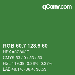 カラーコード: RGB 60.7 128.6 60 | qconv.com