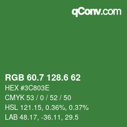カラーコード: RGB 60.7 128.6 62 | qconv.com