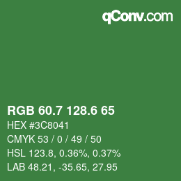 カラーコード: RGB 60.7 128.6 65 | qconv.com