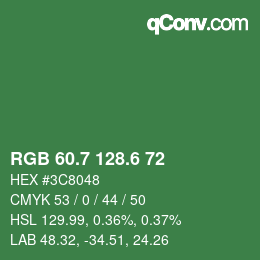 カラーコード: RGB 60.7 128.6 72 | qconv.com