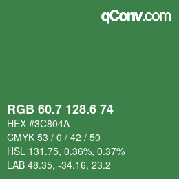 カラーコード: RGB 60.7 128.6 74 | qconv.com