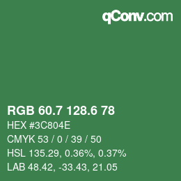 カラーコード: RGB 60.7 128.6 78 | qconv.com