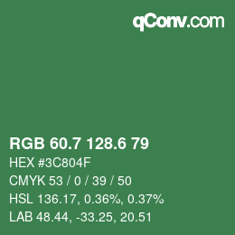カラーコード: RGB 60.7 128.6 79 | qconv.com
