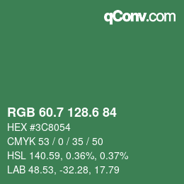 カラーコード: RGB 60.7 128.6 84 | qconv.com