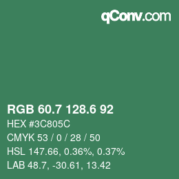 カラーコード: RGB 60.7 128.6 92 | qconv.com