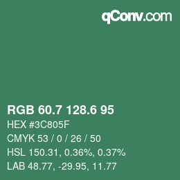 カラーコード: RGB 60.7 128.6 95 | qconv.com