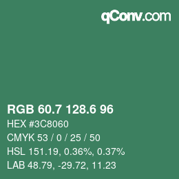 カラーコード: RGB 60.7 128.6 96 | qconv.com