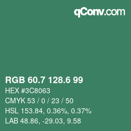 カラーコード: RGB 60.7 128.6 99 | qconv.com