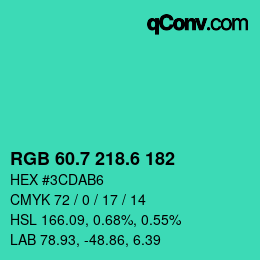カラーコード: RGB 60.7 218.6 182 | qconv.com