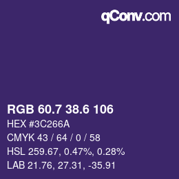 カラーコード: RGB 60.7 38.6 106 | qconv.com