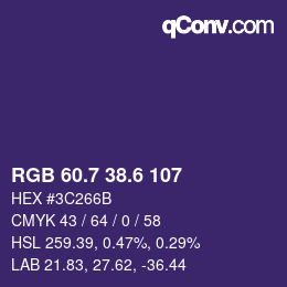 カラーコード: RGB 60.7 38.6 107 | qconv.com
