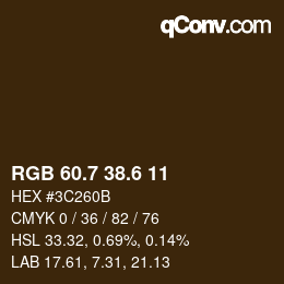 カラーコード: RGB 60.7 38.6 11 | qconv.com