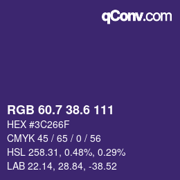 カラーコード: RGB 60.7 38.6 111 | qconv.com